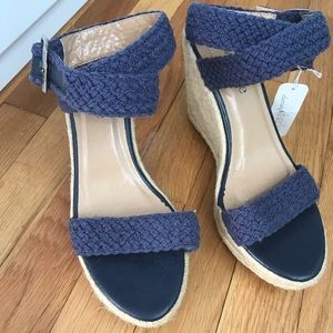 Charming Charlie Navy Blue Strappy Wedge Sandals